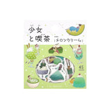 BGM Planner Sticker Flakes - A Girl and a Coffee Shop - Melon Cream