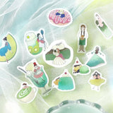 BGM Planner Sticker Flakes - A Girl and a Coffee Shop - Melon Cream