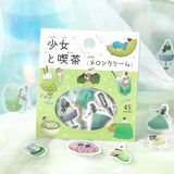 BGM Planner Sticker Flakes - A Girl and a Coffee Shop - Melon Cream