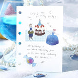 BGM Planner Sticker Flakes - A Girl and a Coffee Shop - Deep Sea Soda