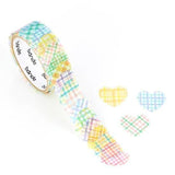 Bande Washi Tape Sticker Rolls - Water Heart - Checkered