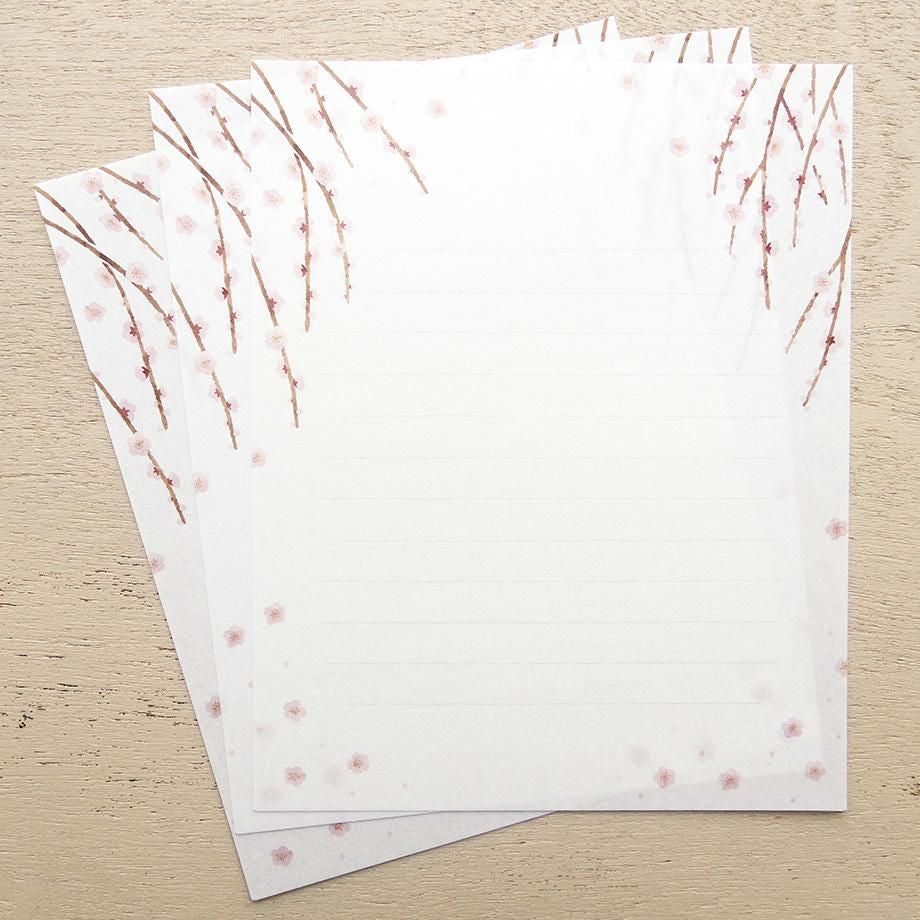 Hyogensha Cozyca Seasonal News Letter Set - Weeping Plum Blossom