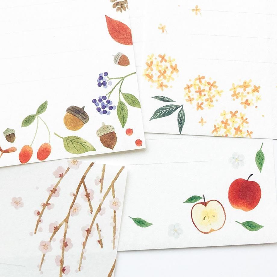 Hyogensha Cozyca Seasonal News Letter Set - Weeping Plum Blossom