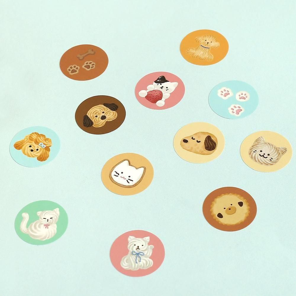 BGM Roll Stickers - Round Stickers - Fluffy Animals