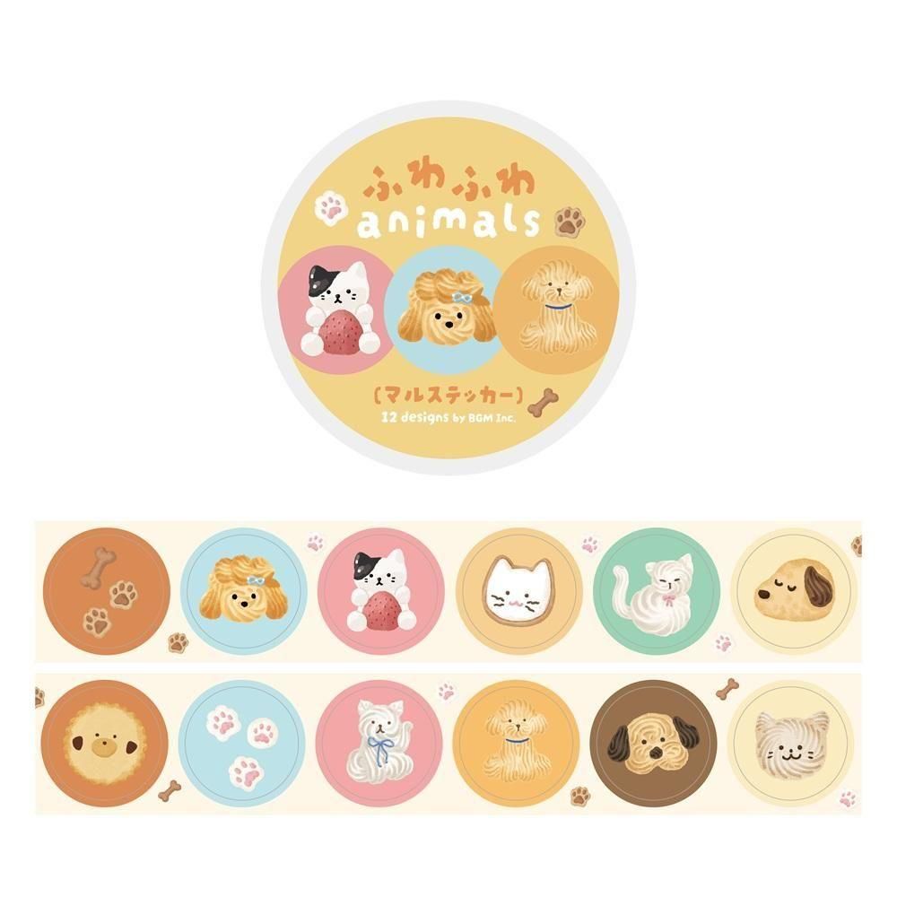 BGM Roll Stickers - Round Stickers - Fluffy Animals