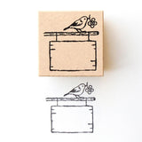 Hyogensha Cozyca Midori Asano Stamp - Signboard and Bird