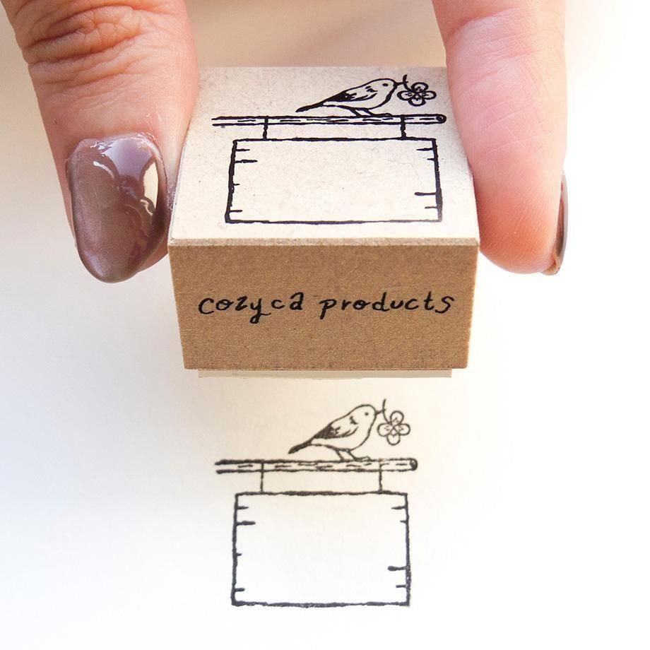 Hyogensha Cozyca Midori Asano Stamp - Signboard and Bird