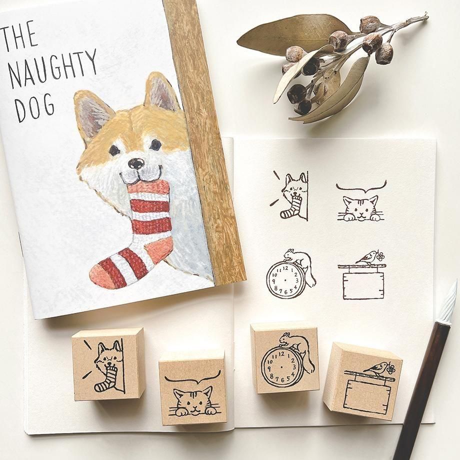 Hyogensha Cozyca Midori Asano Stamp - Clock and Squirrel