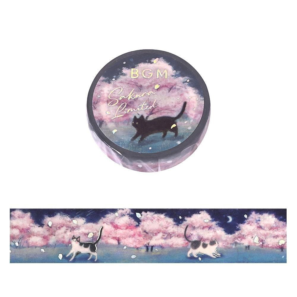 BGM Washi Tape - Sakura Limited - Cats and Light Flowers (Limited Edition)