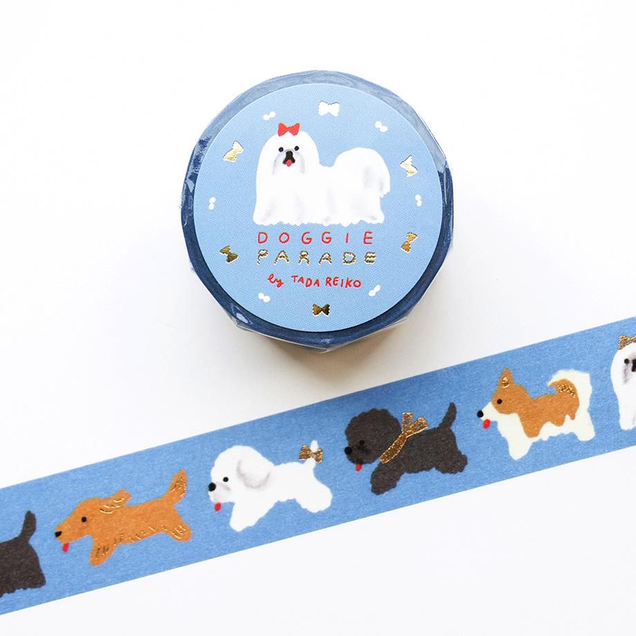 Hyogensha Cozyca Tada Reiko Foil-Stamped Masking Tape - Doggie
