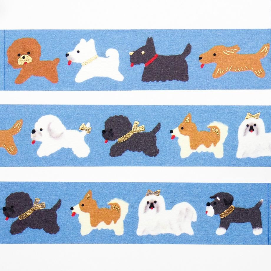 Hyogensha Cozyca Tada Reiko Foil-Stamped Masking Tape - Doggie