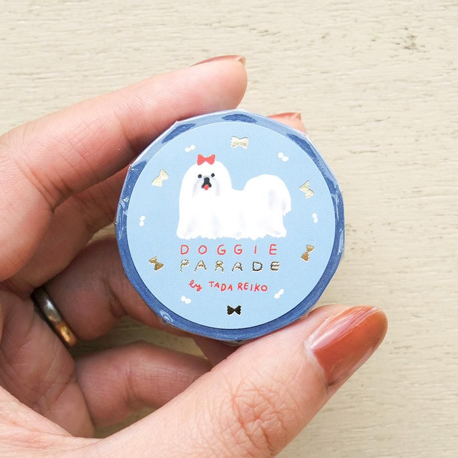 Hyogensha Cozyca Tada Reiko Foil-Stamped Masking Tape - Doggie Parade