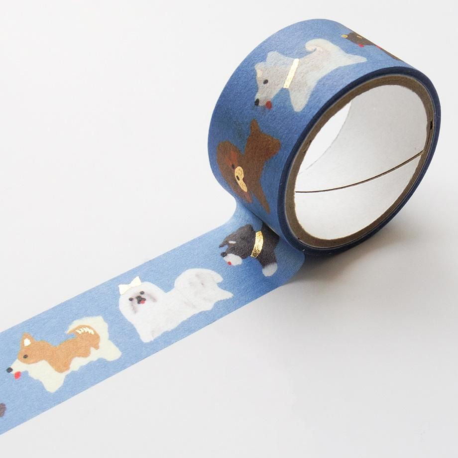 Hyogensha Cozyca Tada Reiko Foil-Stamped Masking Tape - Doggie Parade