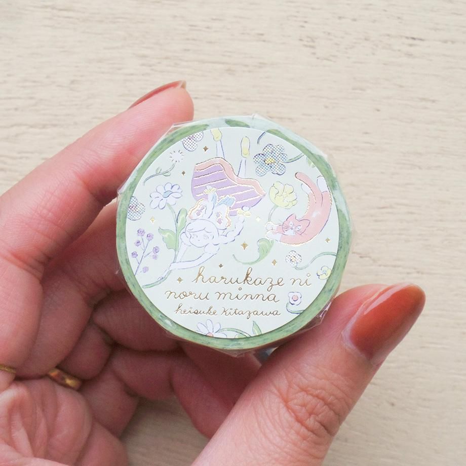 Hyogensha Cozyca Heisuke Kitazawa Foil-Stamped Masking Tape- Harukaze ni Nori Minna