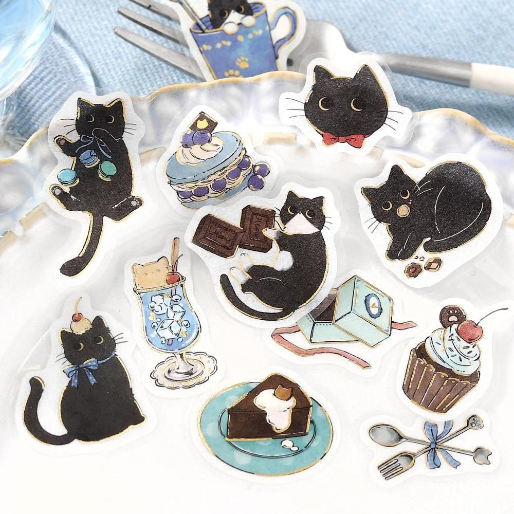 BGM Flake Stickers - Welcome Meow - Cafe Kuroneko