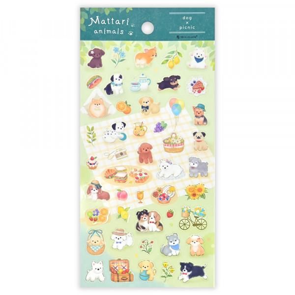 NB Large Clear Sticker - Mattari - Dog and Picnic