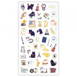 NB Large Clear Sticker - Mattari - Cat and Music