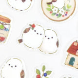 NB Large Clear Sticker - Mattari - Long-tailed Tit and Sewing