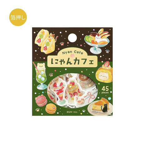 BGM Flake Stickers - Let's Eat, Meow! - Nyan Cafe