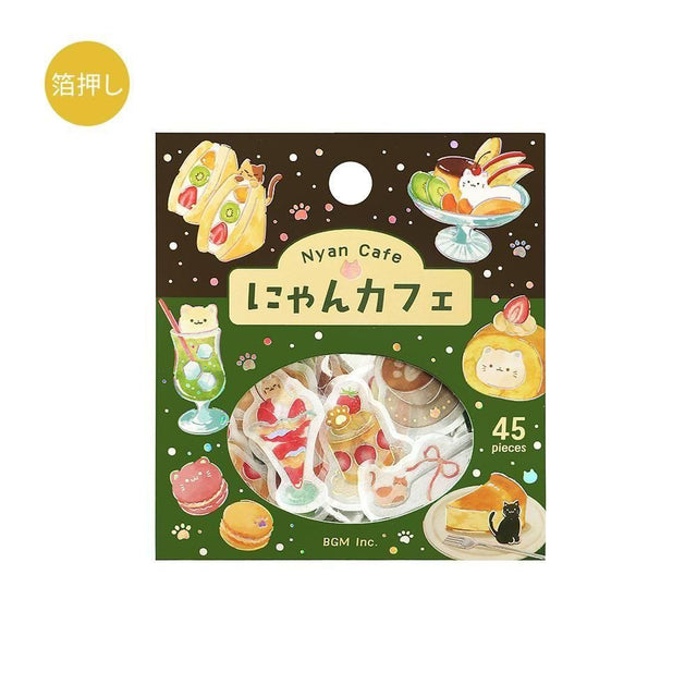 BGM Flake Stickers - Let's Eat, Meow! - Nyan Cafe