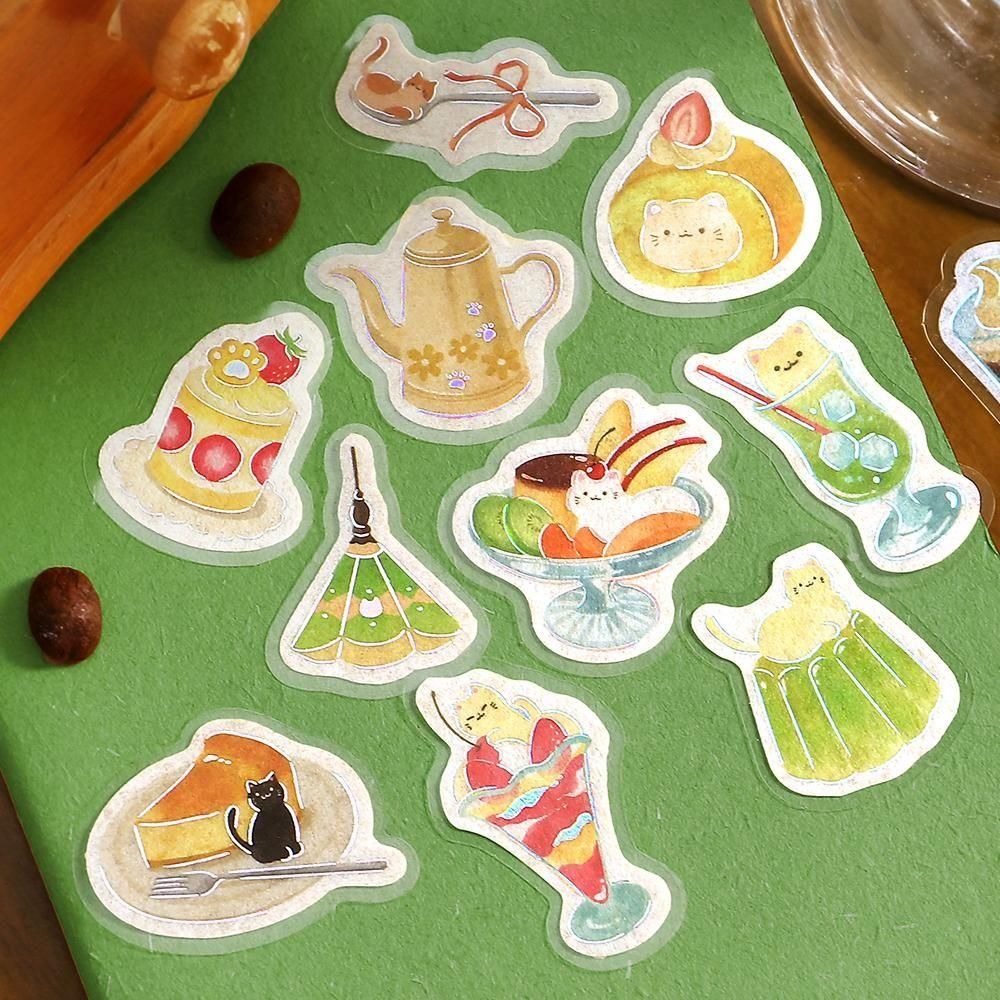BGM Flake Stickers - Let's Eat, Meow! - Nyan Cafe