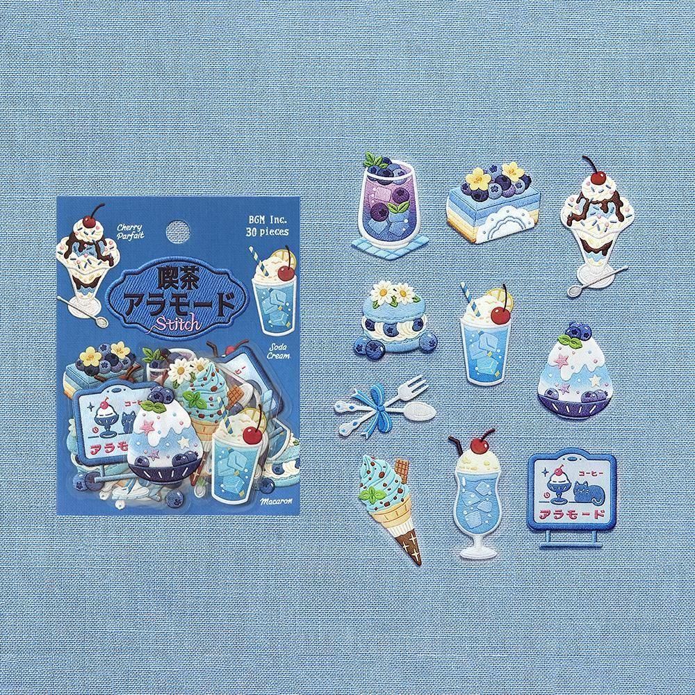BGM Clear Flake Stickers - Cafe A La Mode Embroidery Book - Blue