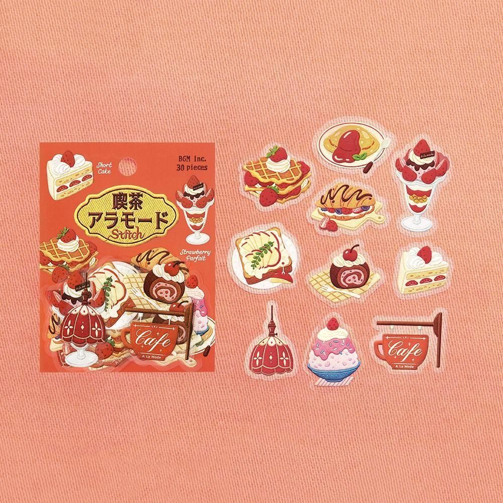 BGM Clear Flake Stickers - Cafe A La Mode Embroidery Book - Red