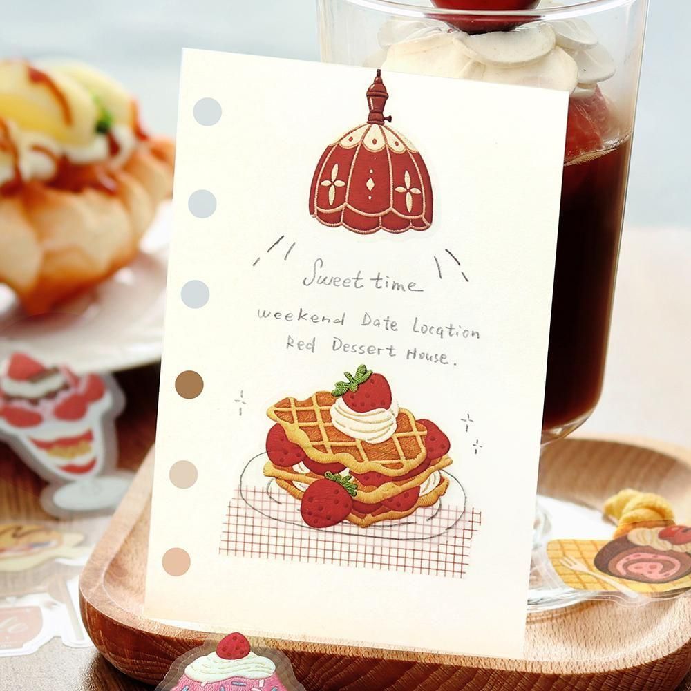 BGM Clear Flake Stickers - Cafe A La Mode Embroidery Book - Red