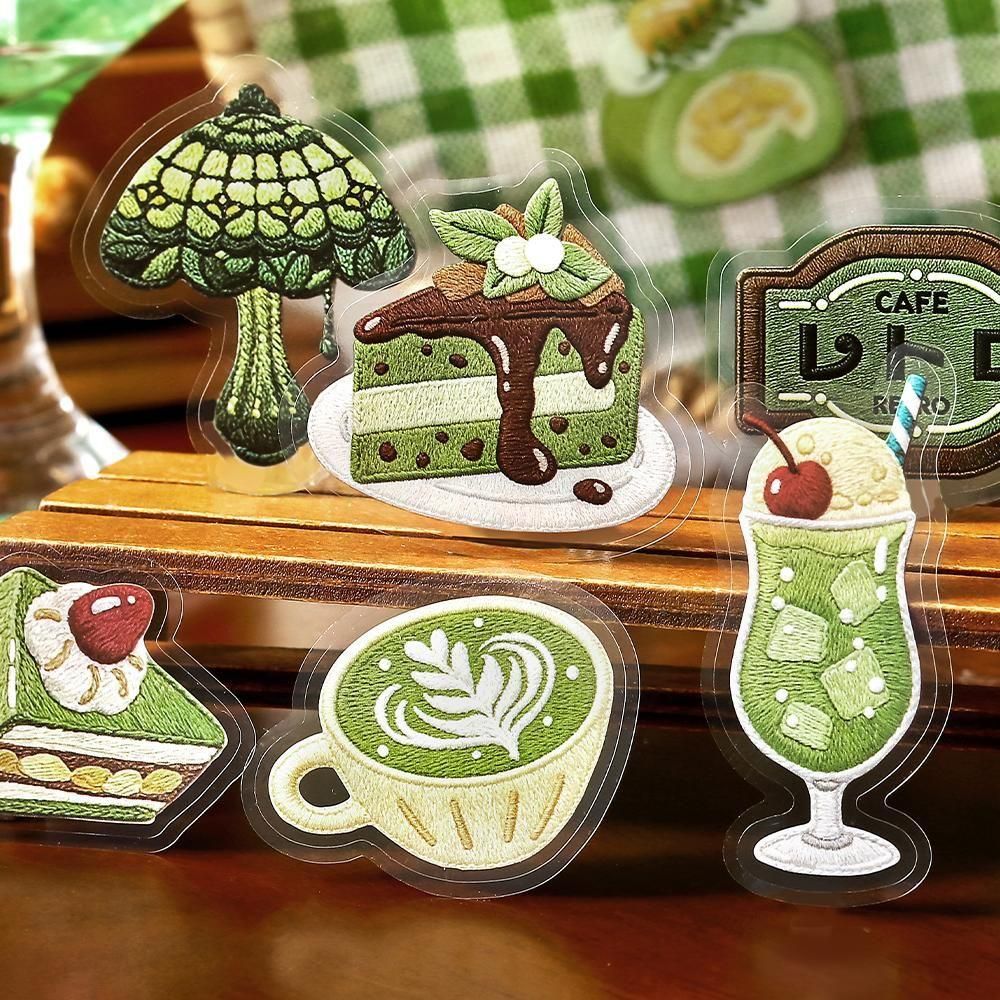 BGM Clear Flake Stickers - Cafe A La Mode Embroidery Book - Green