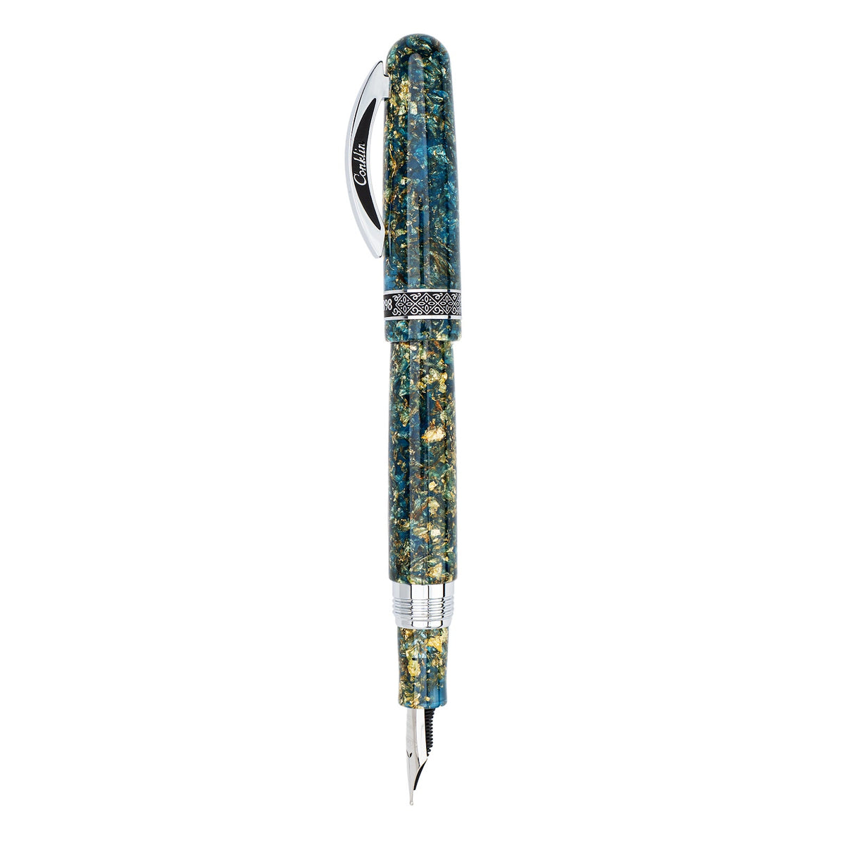 Conklin 1898 Solaris Fountain Pen - Blue w/ Chrome Trim