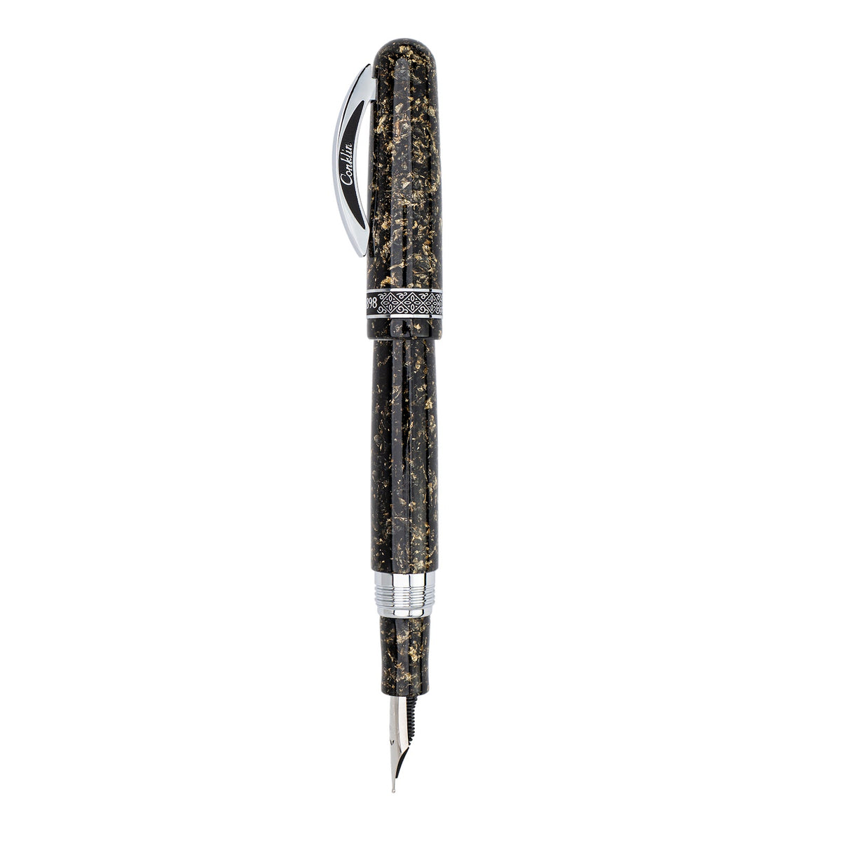 Conklin 1898 Solaris Fountain Pen - Black w/ Chrome Trim