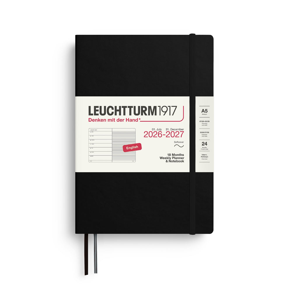 Leuchtturm Weekly Planner & Notebook 2027, 18 Months, Ruled, English