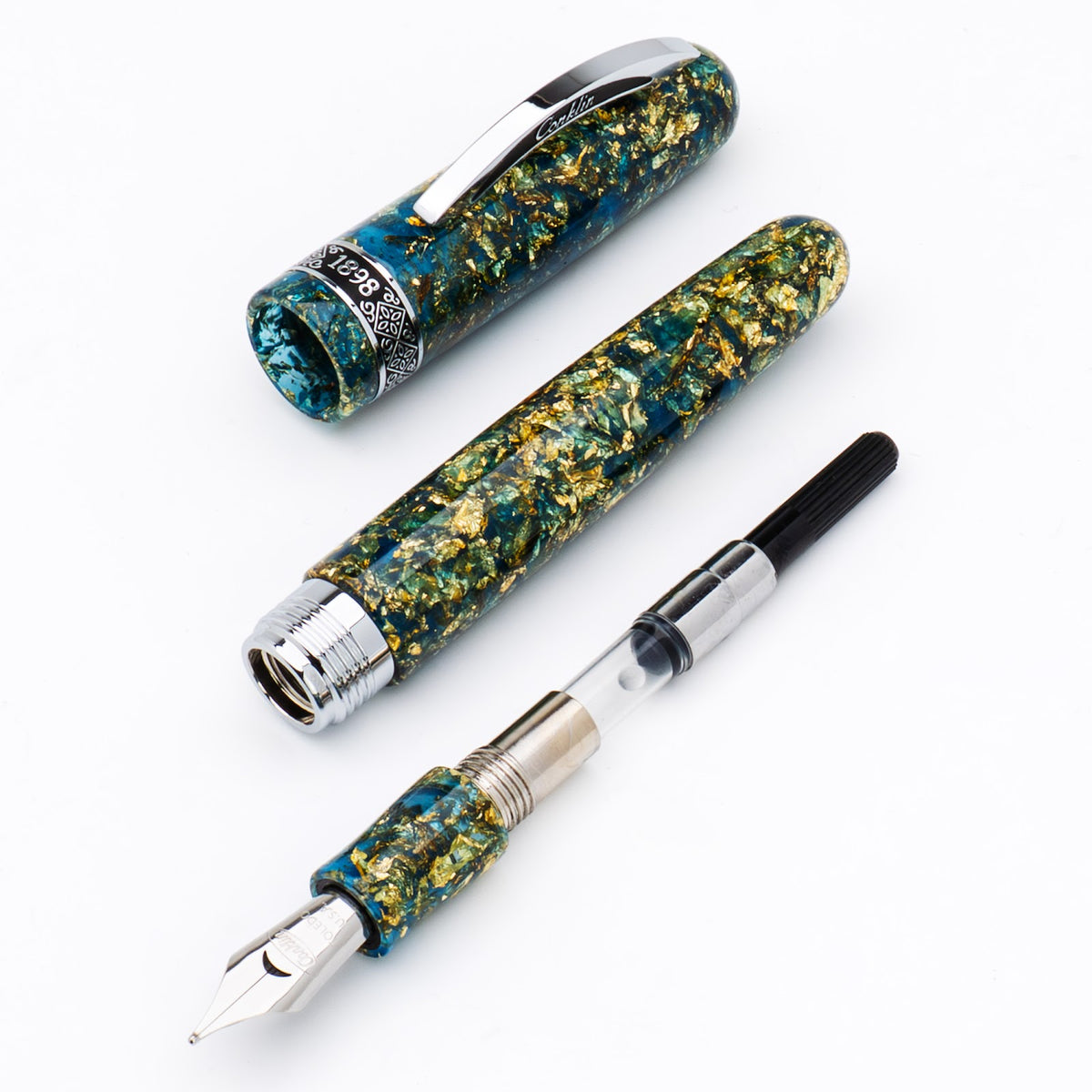 Conklin 1898 Solaris Fountain Pen - Blue w/ Chrome Trim