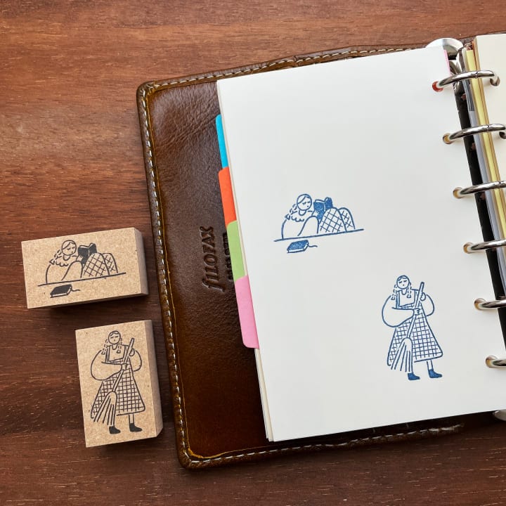 Stamp Marché Illustration Stamp - Reading