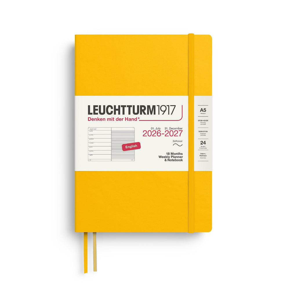 Leuchtturm Weekly Planner & Notebook 2027, 18 Months, Ruled, English