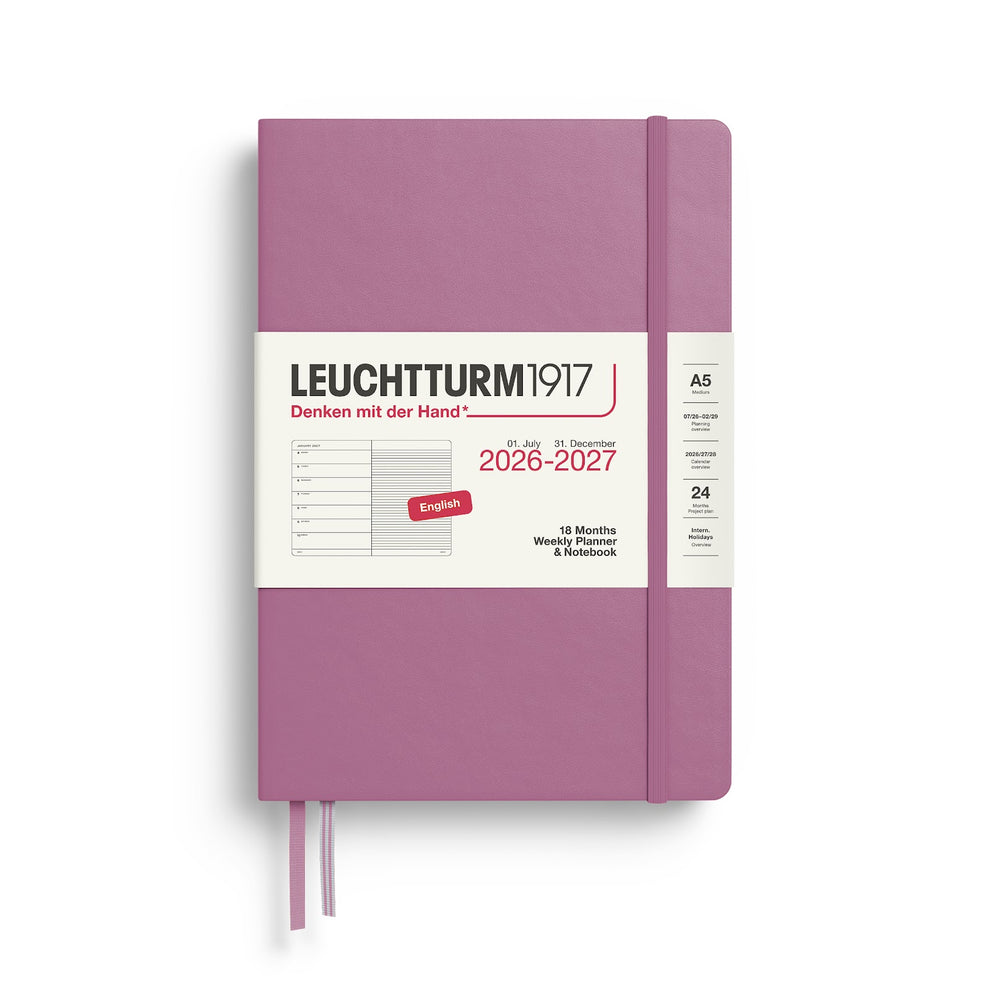 Leuchtturm Weekly Planner & Notebook 2027, 18 Months, Ruled, English