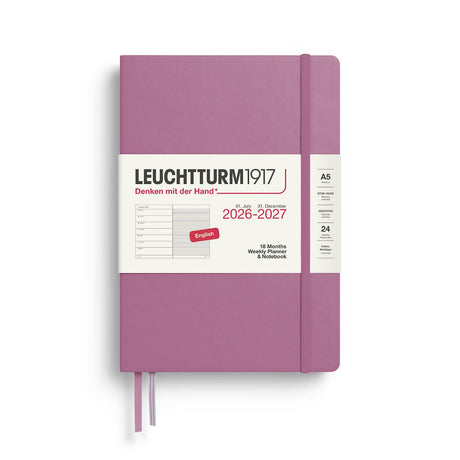 Leuchtturm Weekly Planner & Notebook 2027, 18 Months, Ruled, English