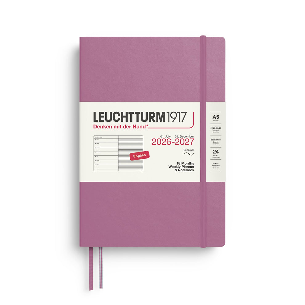 Leuchtturm Weekly Planner & Notebook 2027, 18 Months, Ruled, English