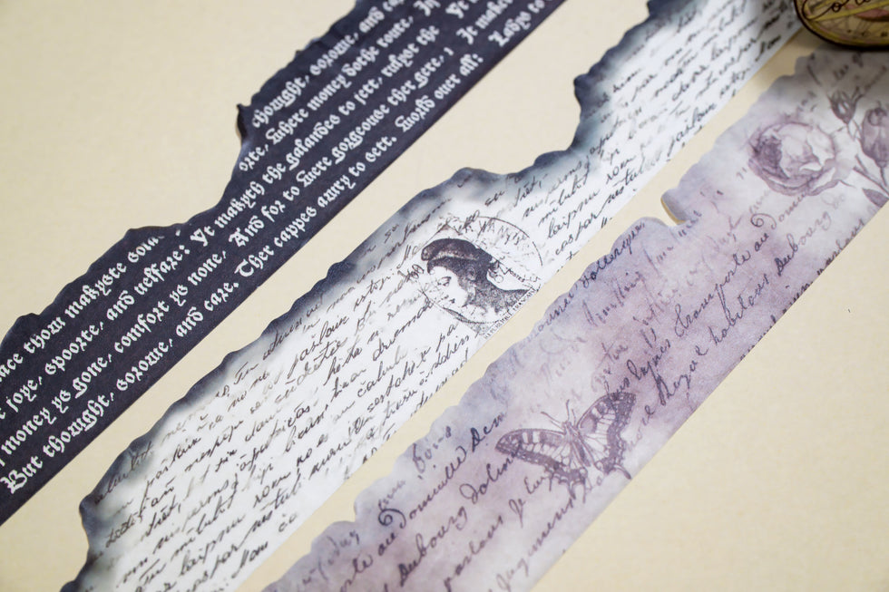 CoraCreaCrafts Burnt Writing Washi Tape Set