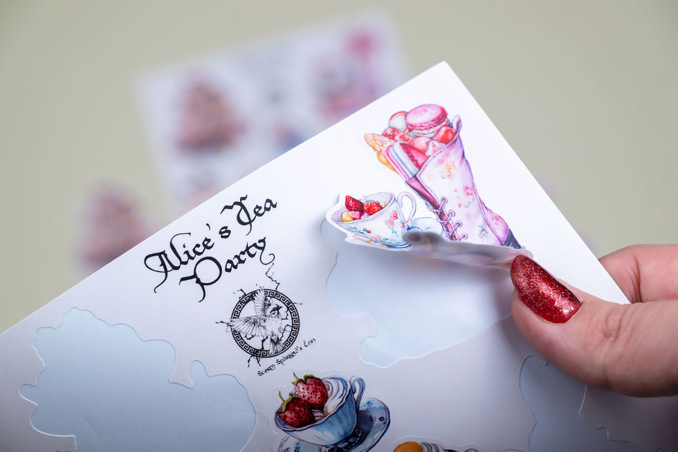 CoraCreaCrafts Sticker Sheet - Alice's Tea Party