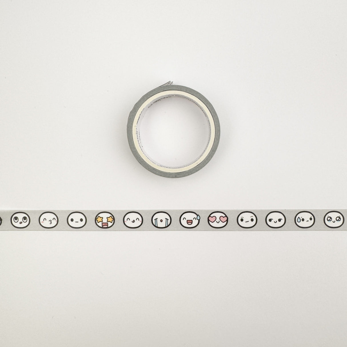 TheCoffeeMonsterzCO Stone Grey Emoti Heads Sample Washi Tape - 10mm