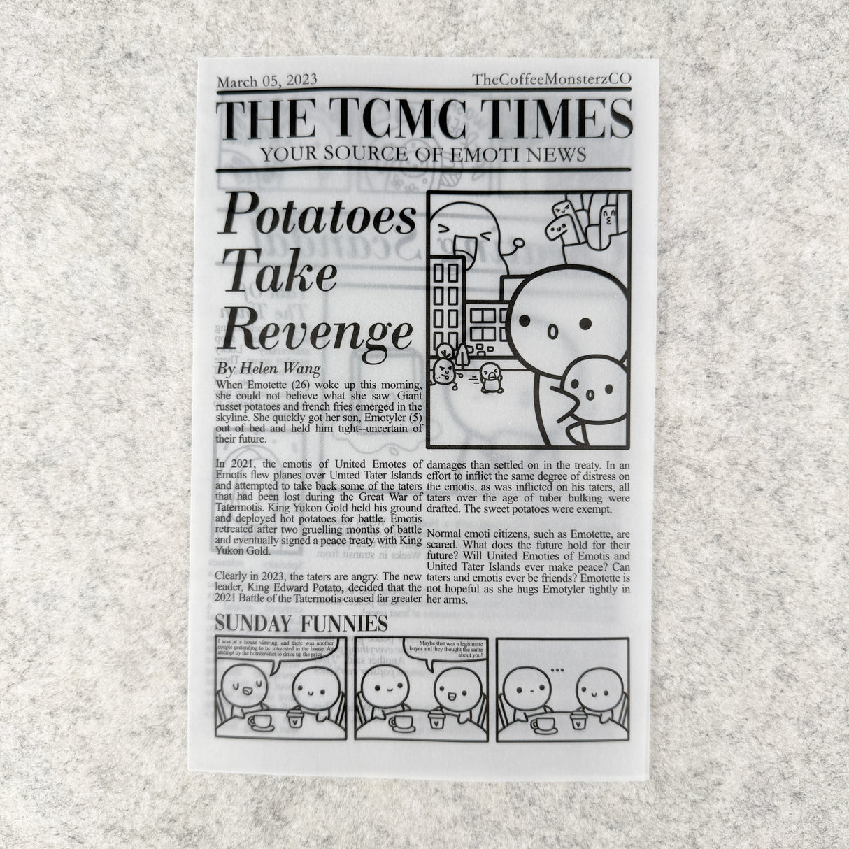 TheCoffeeMonsterzCo Vellum Paper - Set of 11