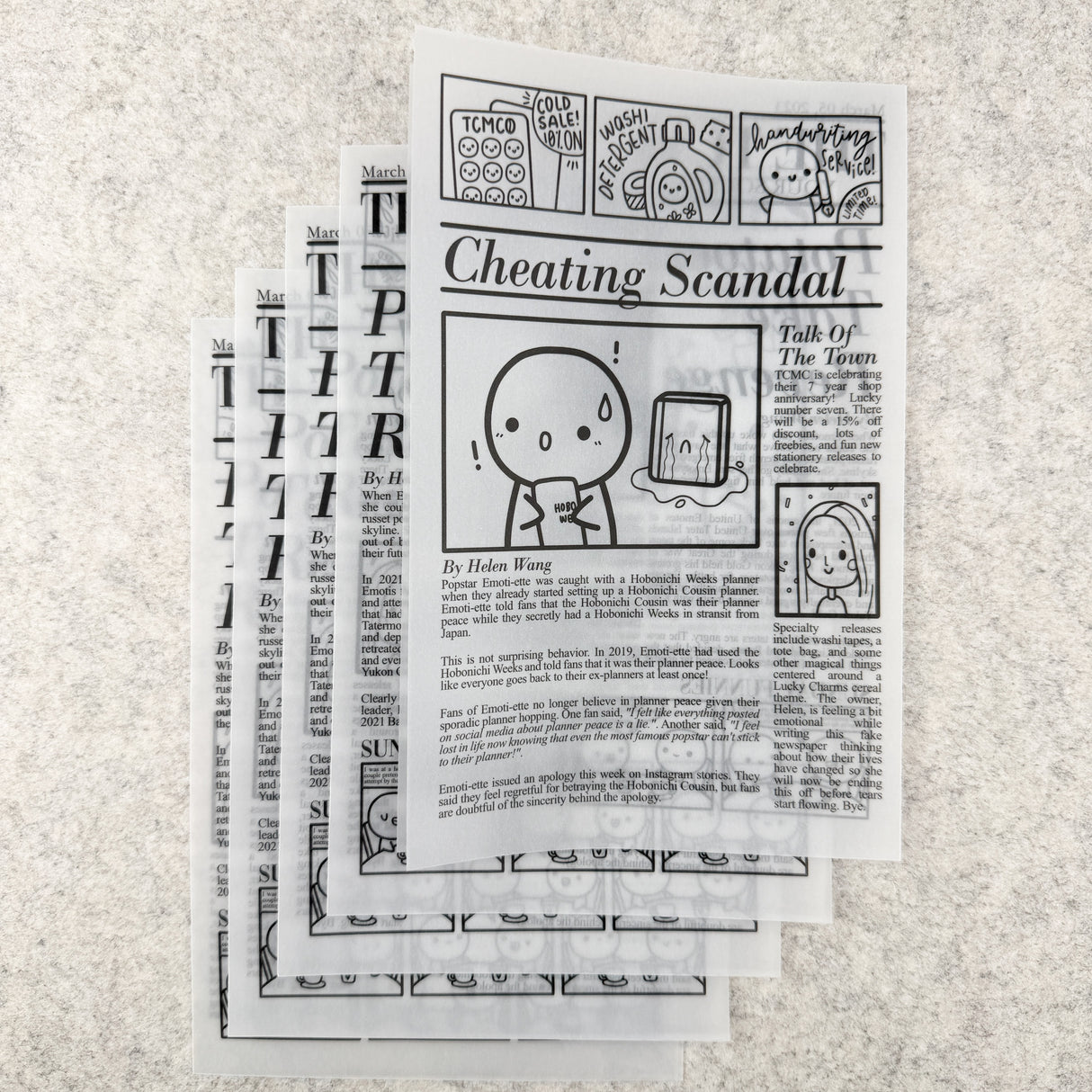 TheCoffeeMonsterzCo Vellum Paper - Set of 5