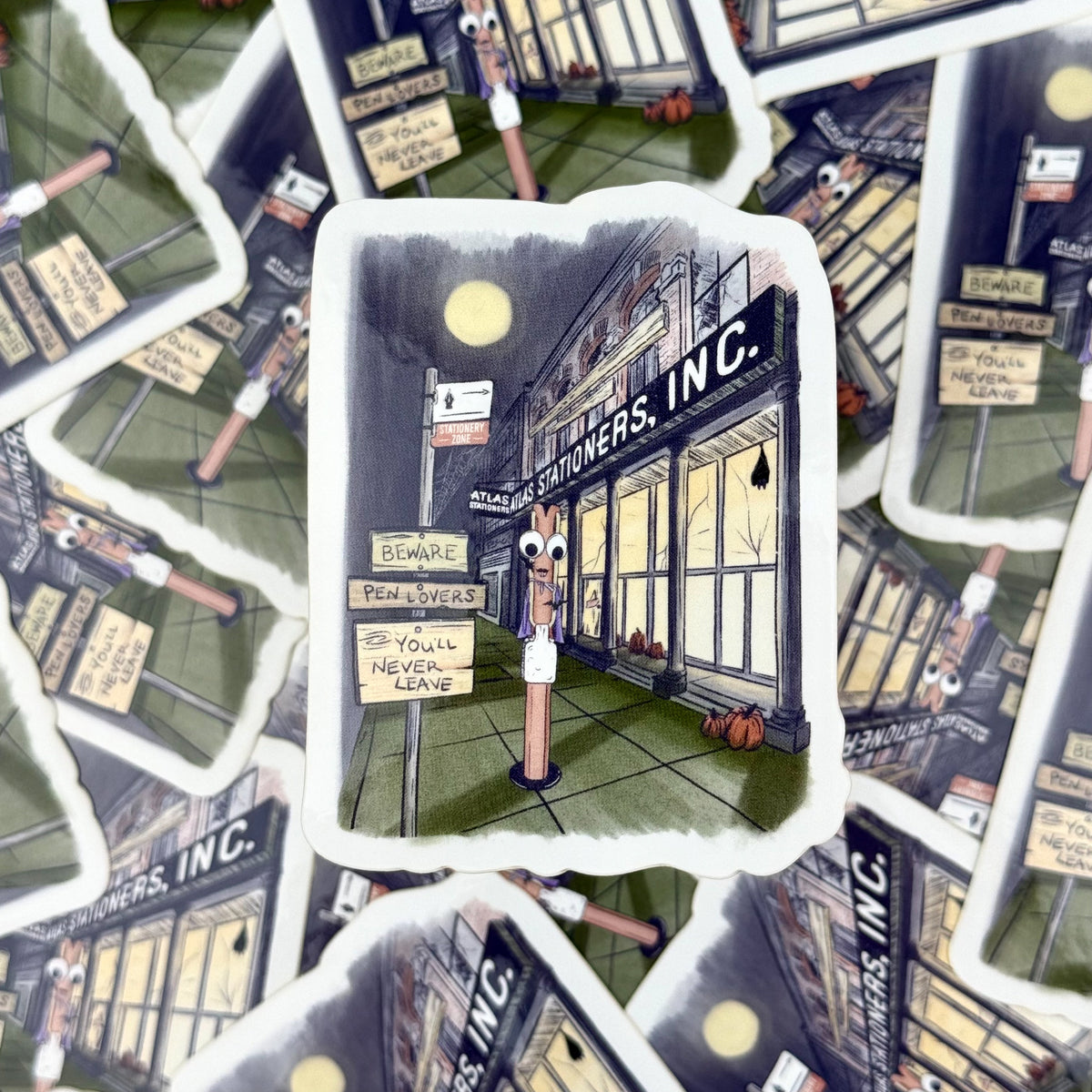 Atlas Stationers Sticker - Spooky Storefront