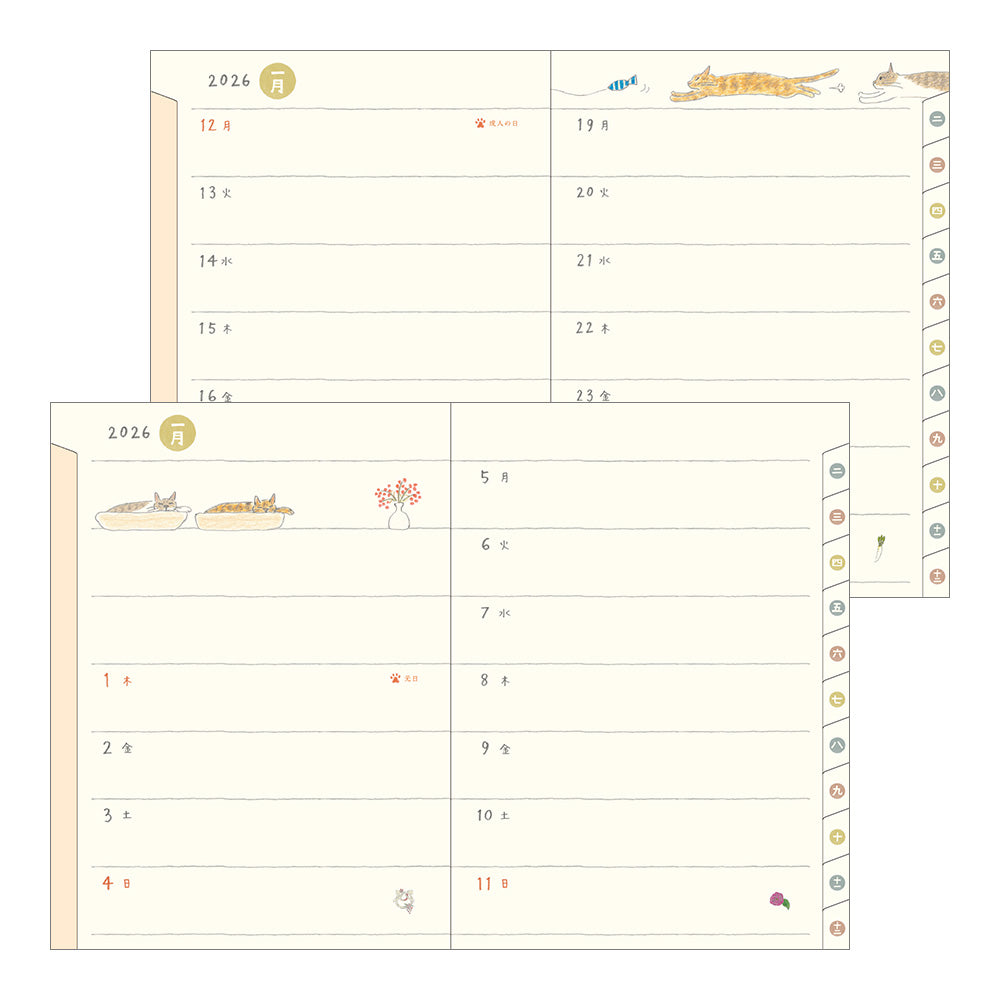 Midori A6 Pocket Diary - Cats