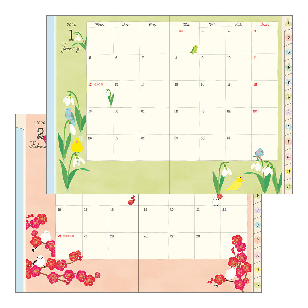 Midori A6 Pocket Diary - Birds