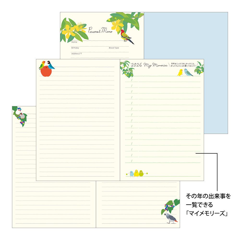Midori B6 Pocket Diary - Birds