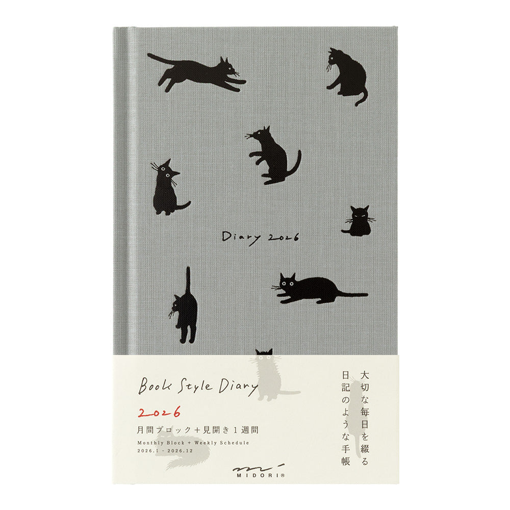 Midori B6 Book Style Diary - Cat Gray