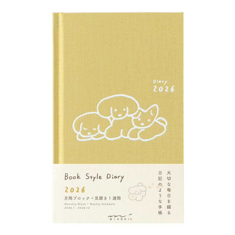 Midori B6 Book Style Diary - Dog Yellow