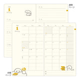 Midori B6 Book Style Diary - Dog Yellow